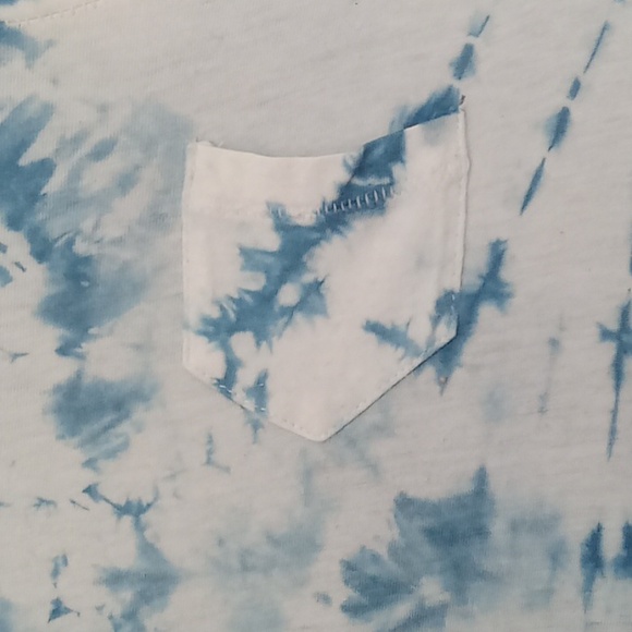 Add To Bundle | Express Blue & White Tie Dye Fitted Scoop Neck T-Shirt XS - Picture 4 of 10